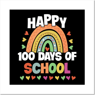 Happy 100 Days of School Rainbow Kids Boys Girls Teacher Posters and Art